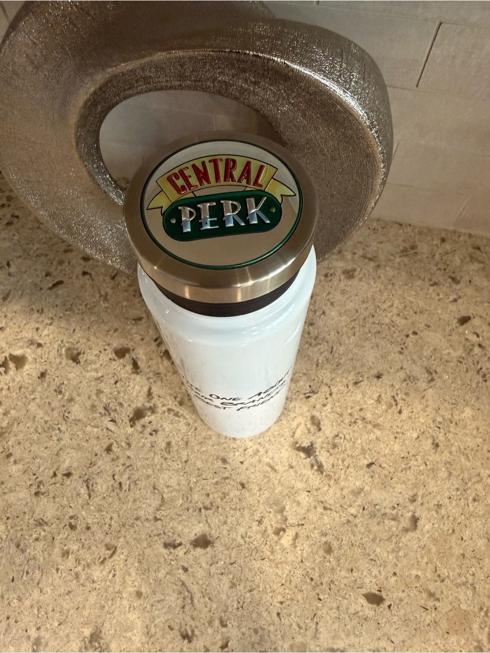 Central Perk  White Bottle with Central Perk Lid Accent